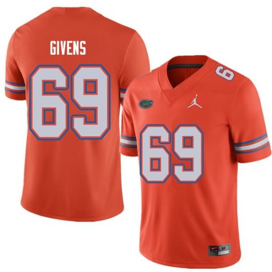 Men's Florida Gators #69 Marcus Givens NCAA Jordan Brand Orange Authentic Stitched College Football Jersey KEJ6262AR